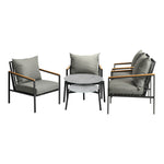 6PCS Outdoor Lounge Set with Grey Chairs & 50/70cm Coffee Table for Patio