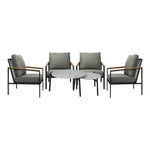 6PCS Outdoor Lounge Set Grey Coffee Table with Rattan Chairs Patio Garden