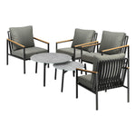 6PCS Outdoor Lounge Set Grey Coffee Table with Rattan Chairs Patio Garden