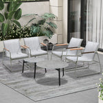 6PCS Outdoor Patio Set 4x Chairs with Coffee Table Textilene Garden Set