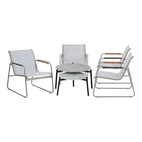  6PCS Outdoor Patio Set 4x Chairs with Coffee Table Textilene Garden Set