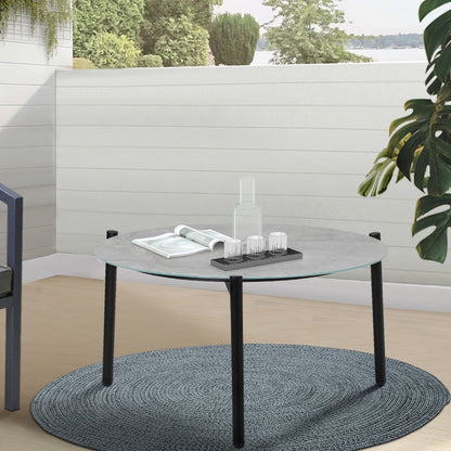 Outdoor Coffee Side Marble Table Desk 70cm Grey