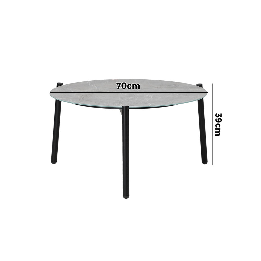 Outdoor Coffee Side Marble Table Desk 70cm Grey