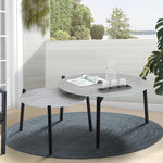 Outdoor Coffee Side Marble Table Set Grey 2PC