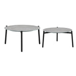 Outdoor Coffee Side Marble Table Set Grey 2PC