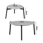 Outdoor Coffee Side Marble Table Set Grey 2PC