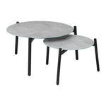 Outdoor Coffee Side Marble Table Set Grey 2PC