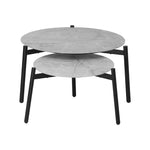 Outdoor Coffee Side Marble Table Set Grey 2PC