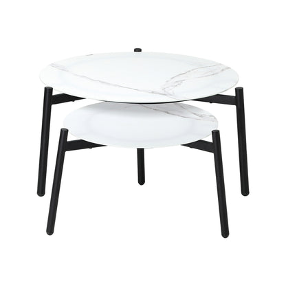 Outdoor Coffee Side Marble Table 50/70cm Round White