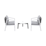 3PCS Outdoor Patio Set White 50cm Coffee Table White Chairs