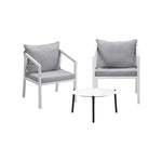 3PCS Outdoor Patio Set White 50cm Coffee Table White Chairs