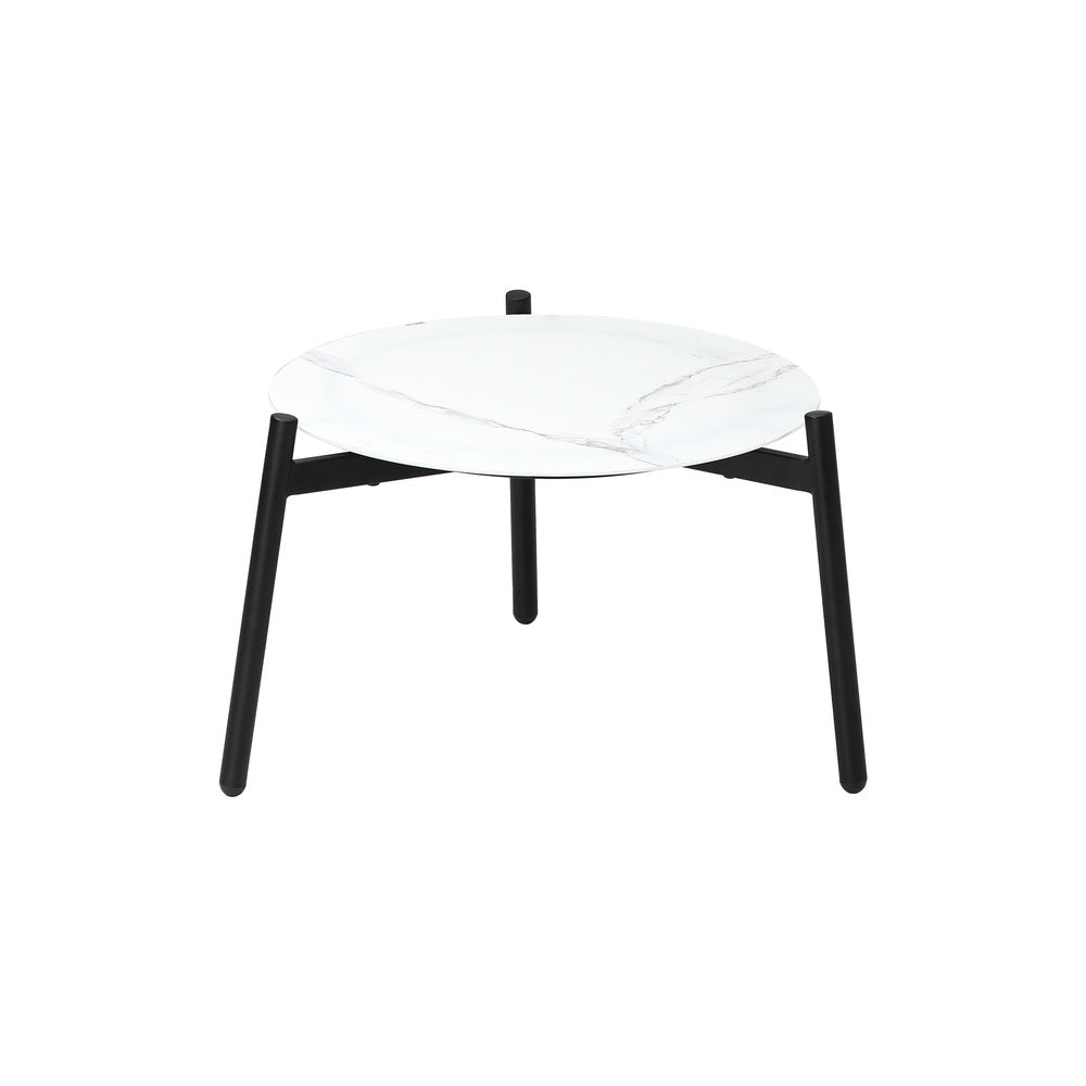 3PCS Outdoor Patio Set 50cm White Table Cushioned Armchairs