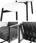 3PCS Outdoor Patio Set 50cm White Table Cushioned Armchairs