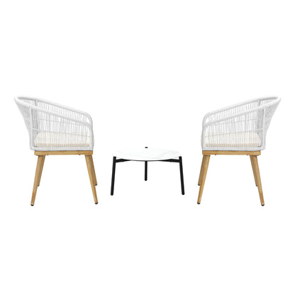 3pcs  Seater Outdoor Patio Set 50/70 cm Table Beige and Natural Chairs