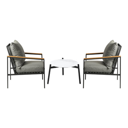3PCS Outdoor Lounge Set Coffee Side Table with Chairs
