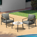 3PCS Outdoor Patio Lounge Set 50cm Coffee Table Sofa Chairs