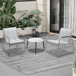 3PCS Outdoor Bistro Set Patio Chair 70cm Grey Table Textilene