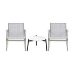 3PCS Outdoor Bistro Set Patio Chair 70cm Grey Table Textilene