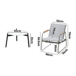 3PCS Outdoor Bistro Set Patio Chair 70cm Grey Table Textilene