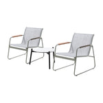 3PCS Outdoor Bistro Set Patio Chair 70cm Grey Table Textilene