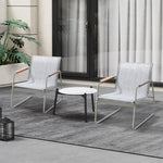 3PCS Outdoor Bistro Set Patio Chair 70cm Grey Table Textilene