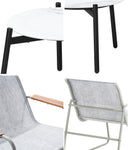 3PCS Outdoor Bistro Set Patio Chair 70cm Grey Table Textilene