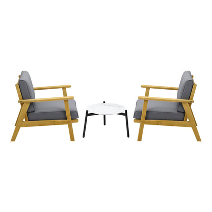 3PCS Outdoor Lounge Set 50cm White Coffee Side Table