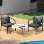 Outdoor Patio Set White/Grey 70cm Coffee Table and Chairs