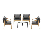 4 Seater Outdoor Patio Set White 70cm Coffee Table Natural Chair