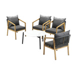 4 Seater Outdoor Patio Set White 70cm Coffee Table Natural Chair