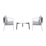 Outdoor Patio Set White/Grey 70cm Coffee Table and Chairs