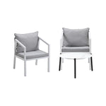 Outdoor Patio Set White/Grey 70cm Coffee Table and Chairs