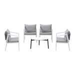 Outdoor Patio Set 4 Seater with White Chairs & 70cm Coffee Table for Garden
