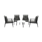 5PC Outdoor Patio Set 70CM White Marble Table with Rattan Chairs Garden