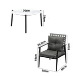 5PC Outdoor Patio Set 70CM White Marble Table with Rattan Chairs Garden