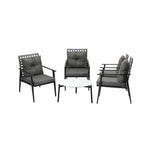 5PC Outdoor Patio Set 70CM White Marble Table with Rattan Chairs Garden