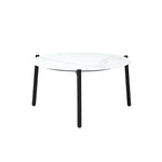 5PC Outdoor Patio Set 70CM White Marble Table with Rattan Chairs Garden