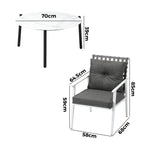 3pc Outdoor Lounge Sets 70CM Grey & White Round Table Rattan Chairs