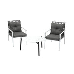 3pc Outdoor Lounge Sets 70CM Grey & White Round Table Rattan Chairs
