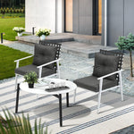 3pc Outdoor Lounge Sets 70CM Grey & White Round Table Rattan Chairs