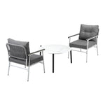 Outdoor Patio Set 70cm White Table with 2 Armchairs Garden Balcony Use