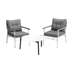 Outdoor Patio Set 70cm White Table with 2 Armchairs Garden Balcony Use