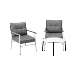 Outdoor Patio Set 70cm White Table with 2 Armchairs Garden Balcony Use