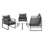 5PCS Outdoor Patio Set Grey & White 70cm Table Cushioned Armchairs