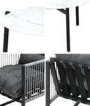 5PCS Outdoor Patio Set Grey & White 70cm Table Cushioned Armchairs