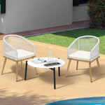 Outdoor Patio Set 50/70 cm Table Beige and Natural Chairs