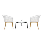 Outdoor Patio Set 50/70 cm Table Beige and Natural Chairs