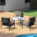 3/4/5PCS Outdoor Lounge Set White 70cm Coffee Table Chairs