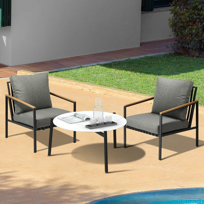  3/5PC Outdoor Patio Set White 70cm Coffee Table Sofa Chair