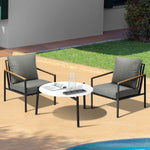 3/5PC Outdoor Patio Set White 70cm Coffee Table Sofa Chair